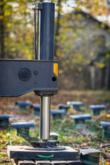 Outrigger of a truck crane.