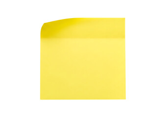 Yellow sticky note with curled corner isolated on transparent background