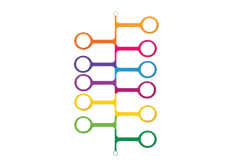 Colorful timeline infographic elements isolated on transparent background