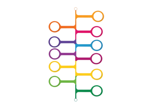 Colorful timeline infographic elements isolated on transparent background