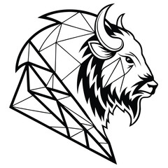 Bison Head Vector Logo Wild Buffalo Illustration, Strong Animal Mascot Design