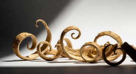 Abstract Natural Arrangement of Swirls and Curves in Soft Lighting