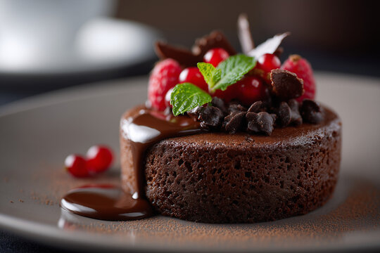  G&acirc;teau au Chocolat Sans Gluten Le Fondant Noir Absolu Facile: A beautiful, appetizing close-up photograph of the finished dish. Professional food photography