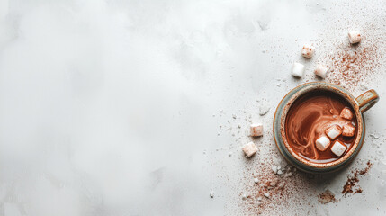 Warm and cozy hot chocolate with marshmallows, perfect for winter moments and seasonal drinks.