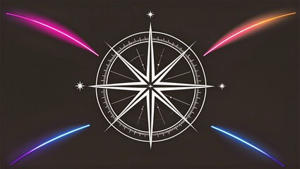 Modern Compass Rose and Dynamic Streaks of Light