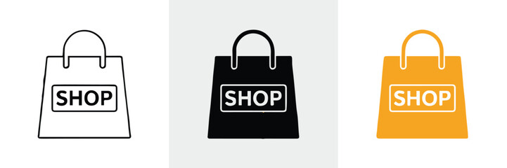 shop bag silhouettes shopping icon set ecommerce retail branding
