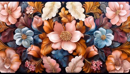 Flowers Pattern Silk Scarf Design Fashion Textile Background For The Design And Decoration Of Textiles Art Abstract Design Seamless Flower Pattern