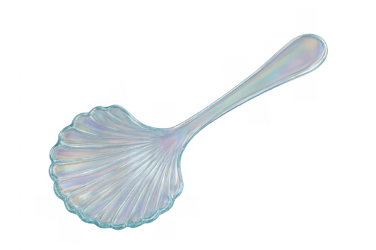 Iridescent seashell spoon with mother-of-pearl texture - Powered by Adobe