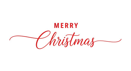 Elegant red cursive calligraphy text that says merry christmas