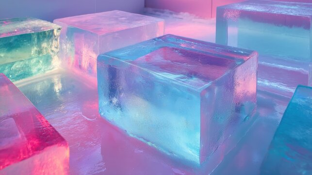 Geometric Ice Sculpture Background with Pop Art Texture and Abstract Patterns - Powered by Adobe