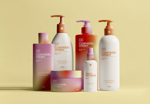 Assortment of Skincare and Beauty Products Mockup