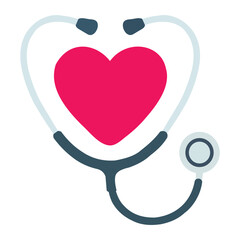 Stethoscope with a heart shape embracing a red heart for health.