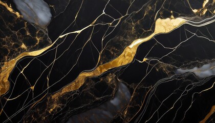 Black Marble Texture With Gold Veins