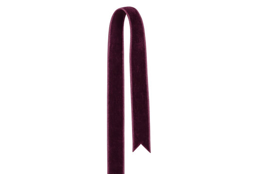 Velvet ribbon bookmark loop isolated on transparent background