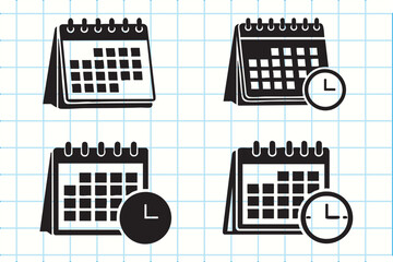 Calendar icons with clocks