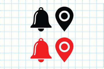 Bell and map pin icons