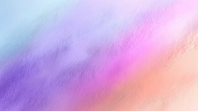 Abstract pastel iridescent gradient background showing a textured surface in soft colors of light blue, purple, pink, and peach for modern designs