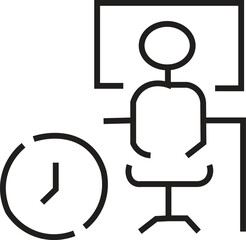 Person sitting at desk with clock icon representing time management