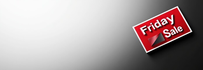 Dynamic black and white background with vibrant red Friday sale sign for retail events