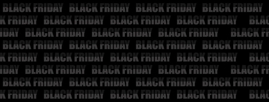 Repeating pattern of Black Friday text with dark shadows on black background