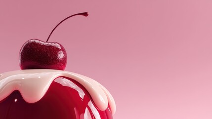 Cherry on peak scoop with drizzle arc