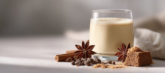 Creamy eggnog stream with star anise and nutmeg