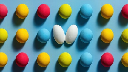 Rabbit ears in colorful egg field