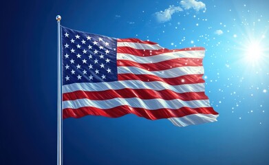 Obraz premium Waving American flag with stars and stripes on a dark background