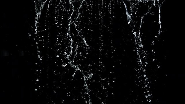 Super Slow Motion Shot of Water Shower . Filmed on High Speed Cinematic Camera at 1000 Frames per Second