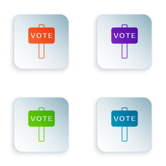 Color Vote icon isolated on white background. Set colorful icons in square buttons. Vector