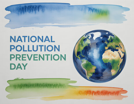 national pollution prevention day poster with watercolor earth illustration - Powered by Adobe