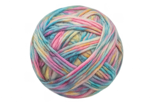 Colorful pastel yarn ball for handicraft projects