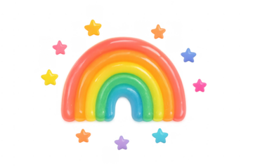 Colorful 3d rainbow and stars creating joyful pride symbol