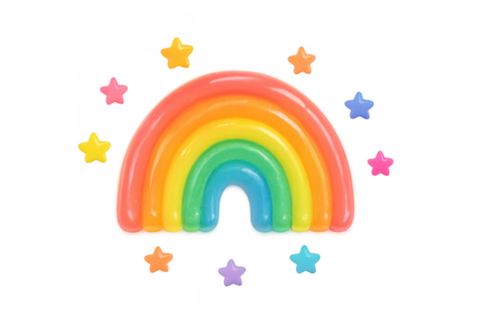 Colorful 3d rainbow and stars creating joyful pride symbol