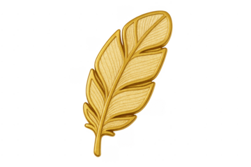 Golden feather 3d icon representing luxury and success