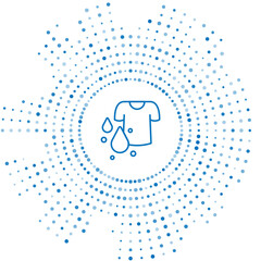 Blue line Dirty t-shirt icon isolated on white background. Abstract circle random dots. Vector