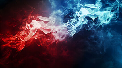  Blue and red fire smoke  movement on black abstract background
