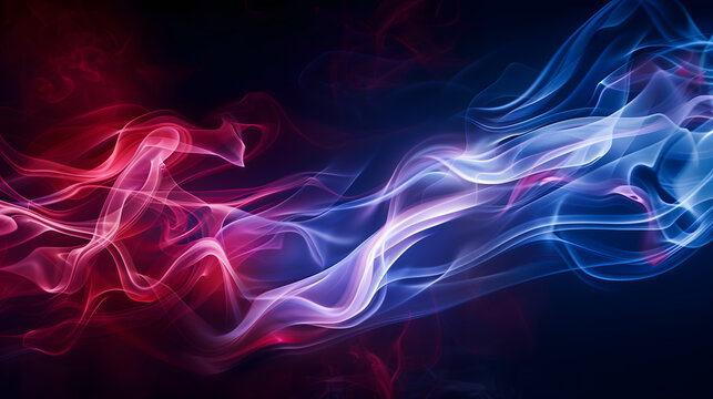 Abstract Blue and red fire smoke  movement on black background