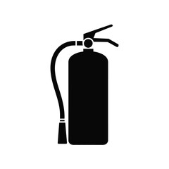 A simple black silhouette of a fire extinguisher icon for safety and emergency signs