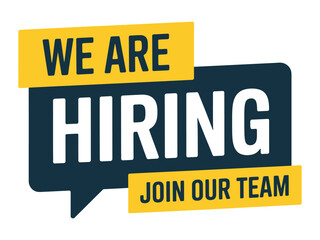 A "WE ARE HIRING JOIN OUR TEAM" graphic illustration.