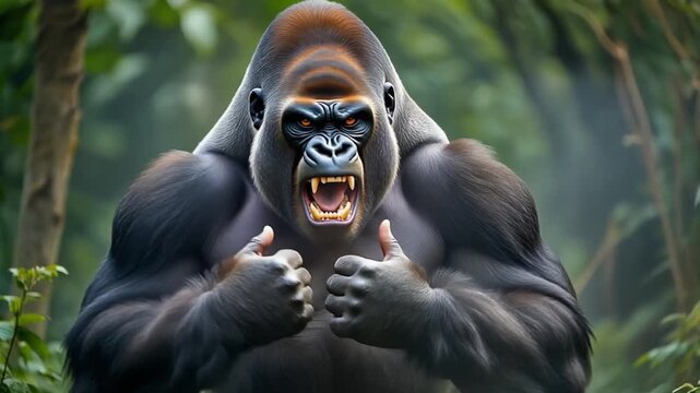 the expression of an angry gorilla