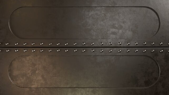 A steampunk-style iron bunker with an embrasure or window. Isolated with green chromakey, luma matte.