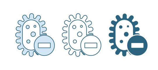 Blue Negative virus icon isolated on white background. Corona virus 2019-nCoV. Bacteria and germs, cell cancer, microbe, fungi. Vector