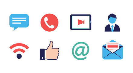 Illustration of communication icons including email and phone call