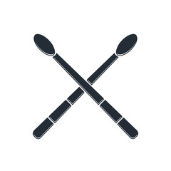 Black Drum sticks icon isolated on white background. Musical instrument. Vector