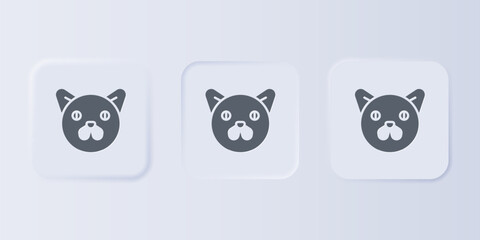 Grey Cat icon isolated on grey background. Animal symbol. Set icons in square buttons. Vector