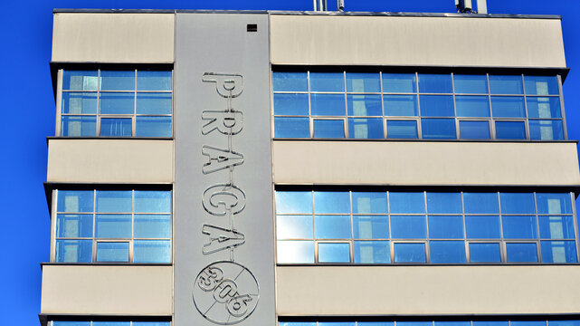 Warsaw, Poland. 6 November 2025. Urban landscape.  Sign with company name: Praga 306