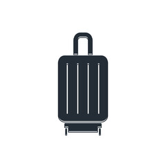 Black Suitcase for travel icon isolated on white background. Traveling baggage sign. Travel luggage icon. Vector