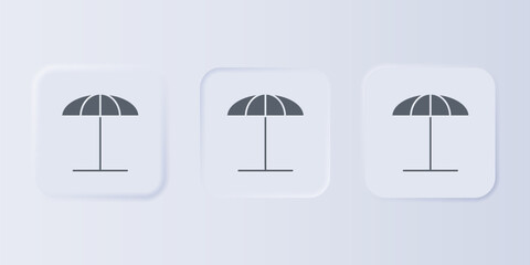 Grey Sun protective umbrella for beach icon isolated on grey background. Large parasol for outdoor space. Beach umbrella. Set icons in square buttons. Vector © Vadim