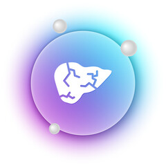 White Hepatitis virus on the human liver icon isolated on white background. World Hepatitis Day. Blue and purple gradient circle background. Vector